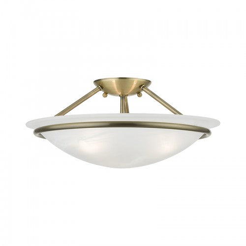 3 Light Antique Brass Semi-Flush Semi Flush Livex