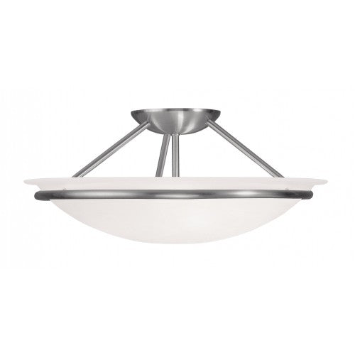 3 Light Brushed Nickel Ceiling Mount Semi Flush Livex