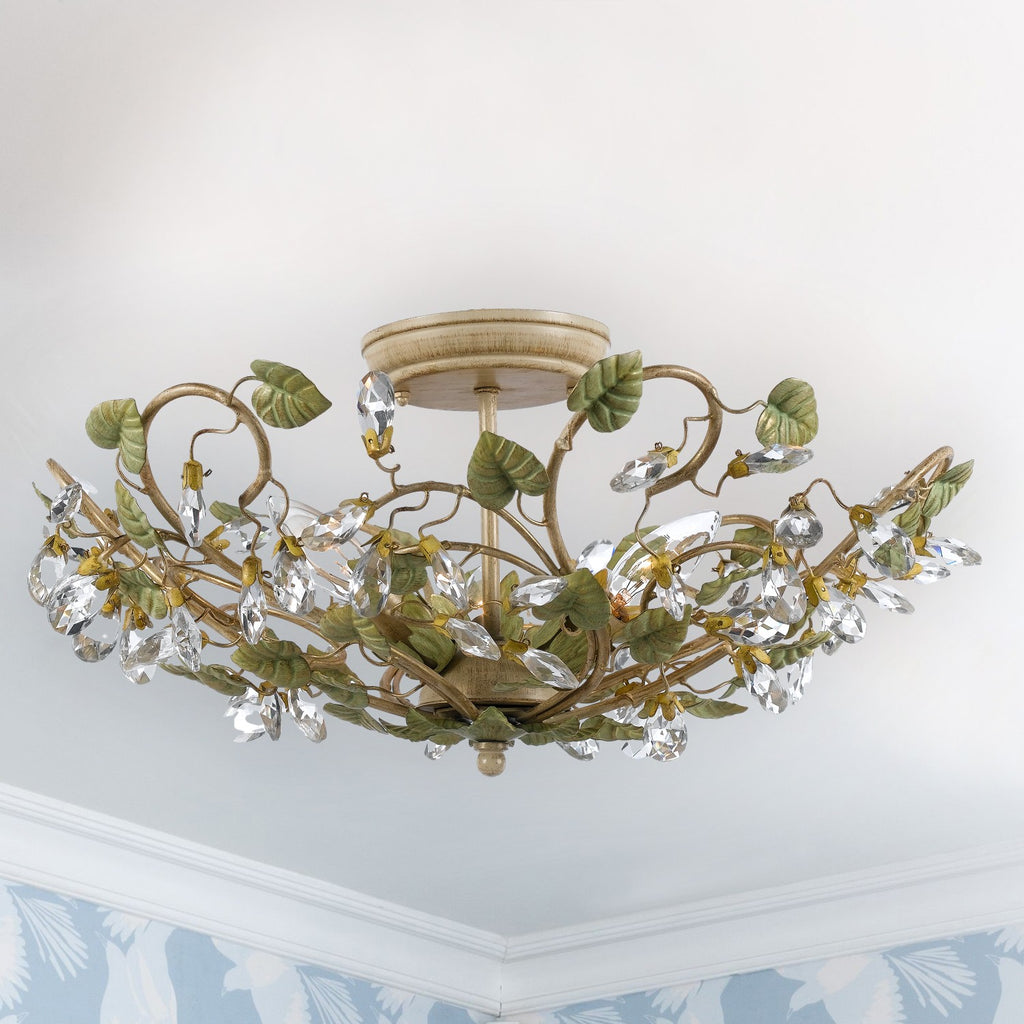 Josie 5 Light Champagne Green Tea Semi Flush Mount Semi Flush Crystorama