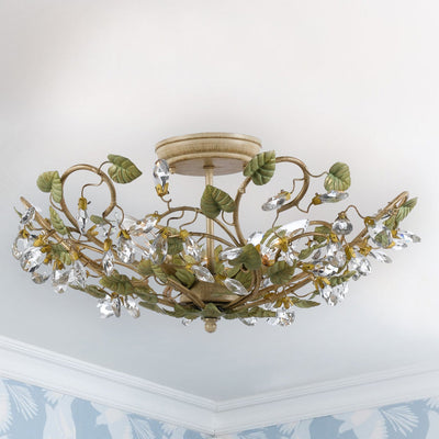 Josie 5 Light Champagne Green Tea Semi Flush Mount Semi Flush Crystorama