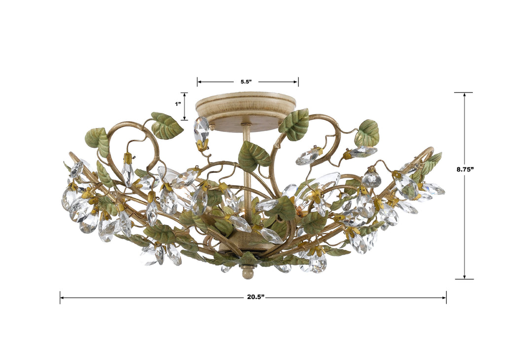 Josie 5 Light Champagne Green Tea Semi Flush Mount Semi Flush Crystorama