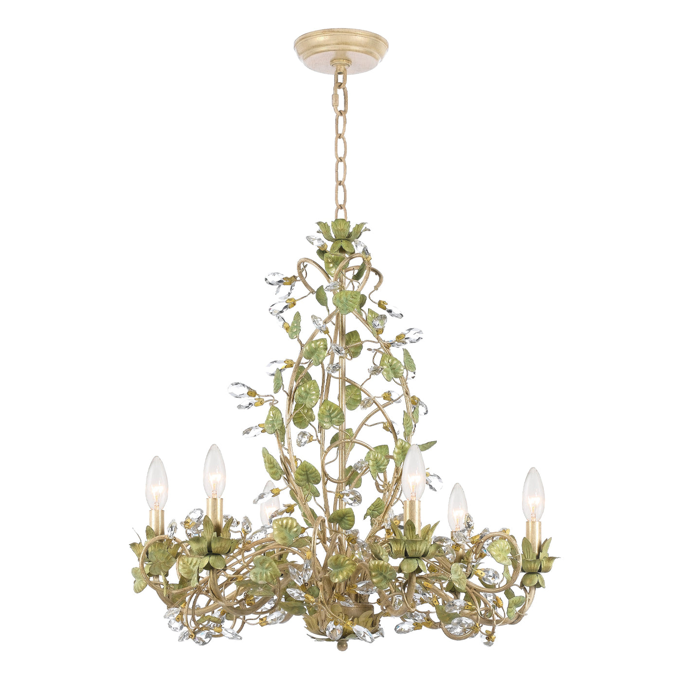 Josie 6 Light Champagne Green Tea Chandelier Chandelier Crystorama