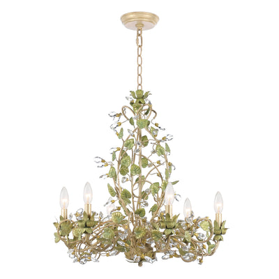 Josie 6 Light Champagne Green Tea Chandelier Chandelier Crystorama