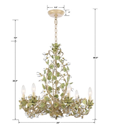 Josie 6 Light Champagne Green Tea Chandelier Chandelier Crystorama