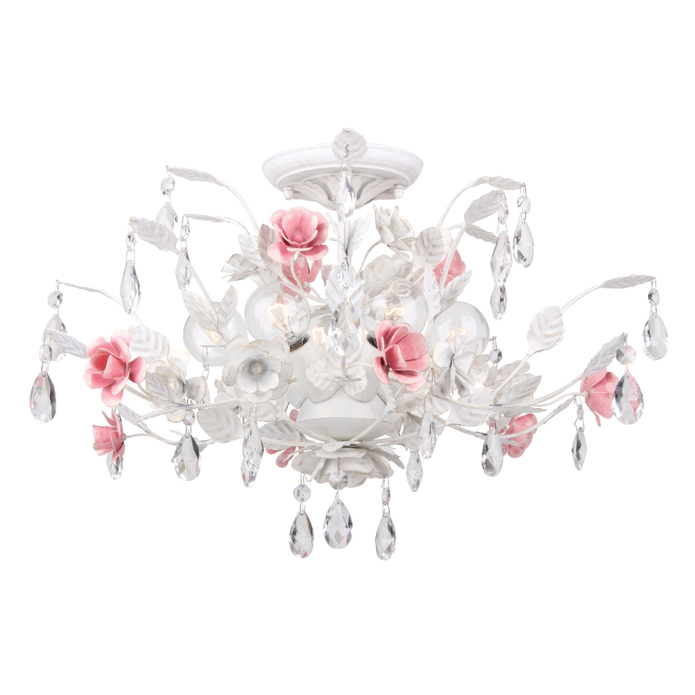 Lola 6 Light Wet White Semi Flush Mount Semi Flush Crystorama