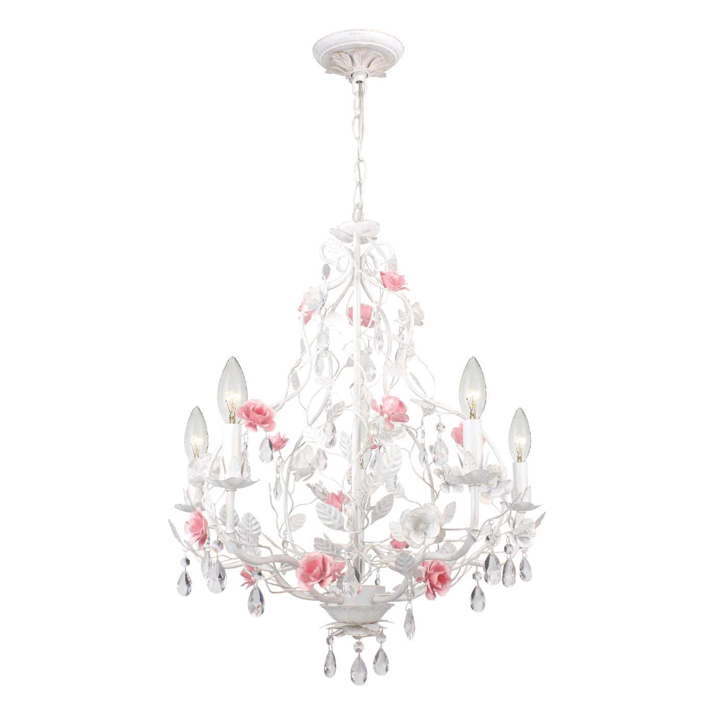 Lola 5 Light Wet White Chandelier Chandelier Crystorama