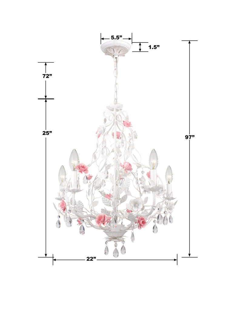 Lola 5 Light Wet White Chandelier Chandelier Crystorama