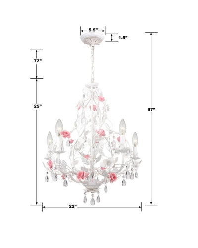 Lola 5 Light Wet White Chandelier Chandelier Crystorama