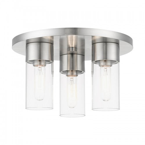 3 Light Brushed Nickel Flush Mount Flush Mount Livex