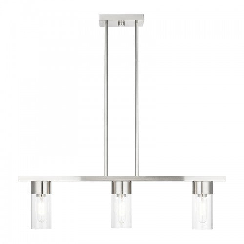 3 Light Brushed Nickel Linear Chandelier Linear Livex