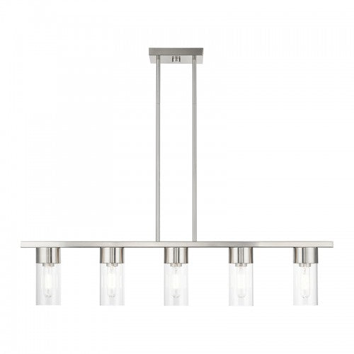 5 Light Brushed Nickel Linear Chandelier Linear Livex