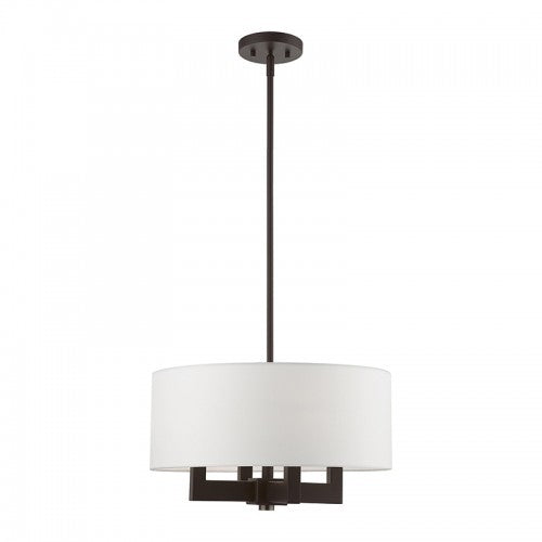 4 Light Bronze with Antique Brass Accents Pendant Chandelier Chandelier Livex