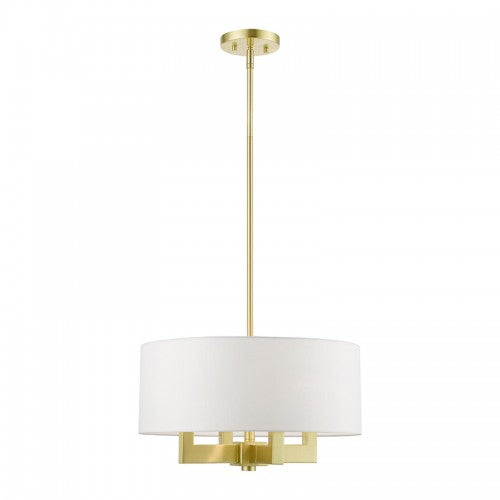 4 Light Satin Brass Pendant Chandelier Chandelier Livex