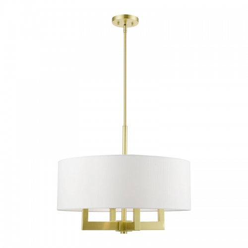 4 Light Satin Brass Pendant Chandelier Chandelier Livex