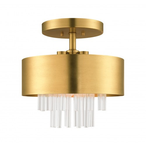 3 Light Natural Brass Ceiling Mount Semi Flush Livex