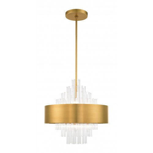 8 Light Natural Brass Pendant Chandelier Chandelier Livex
