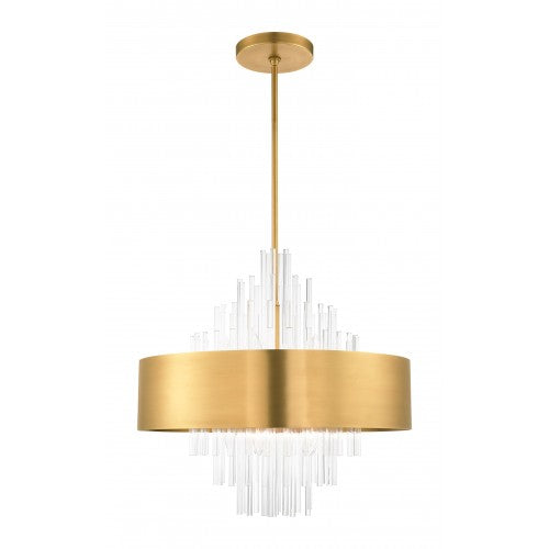 10 Light Natural Brass Pendant Chandelier Chandelier Livex