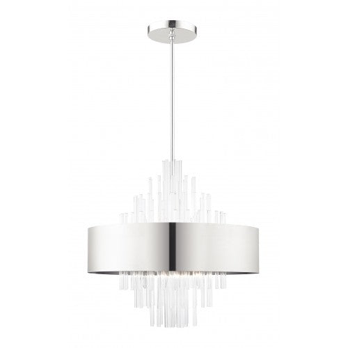 10 Light Polished Nickel Pendant Chandelier Chandelier Livex