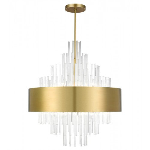 14 Light Natural Brass Large Pendant Chandelier Chandelier Livex