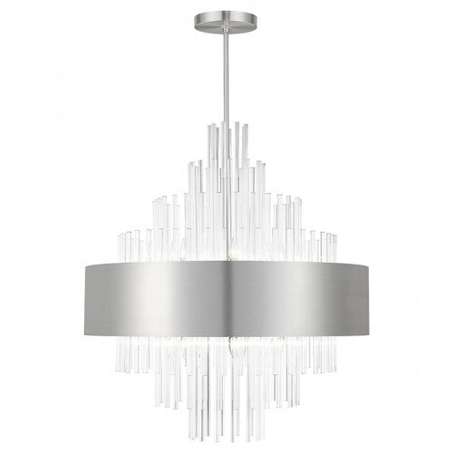 14 Light Brushed Nickel Large Pendant Chandelier Chandelier Livex