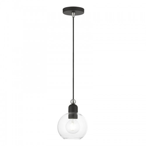 1 Light Black with Brushed Nickel Accents Sphere Mini Pendant Pendant Livex