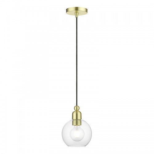 1 Light Satin Brass Sphere Mini Pendant Pendant Livex