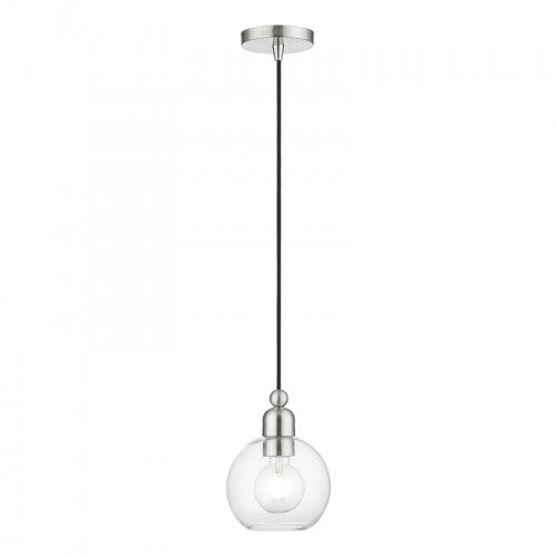 1 Light Brushed Nickel Sphere Mini Pendant Pendant Livex