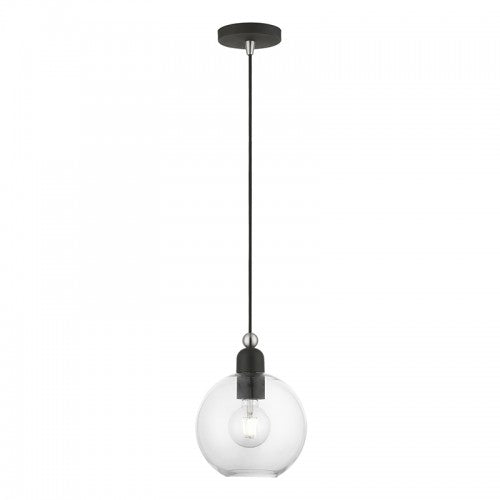 1 Light Black with Brushed Nickel Accents Sphere Pendant Pendant Livex