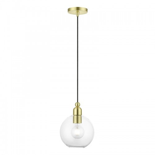 1 Light Satin Brass Sphere Pendant Pendant Livex