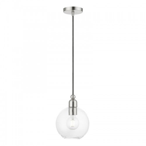 1 Light Brushed Nickel Sphere Pendant Pendant Livex