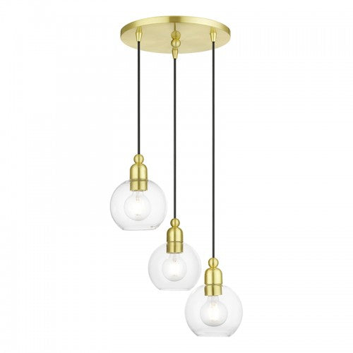 3 Light Satin Brass Sphere Multi Pendant Pendant Livex