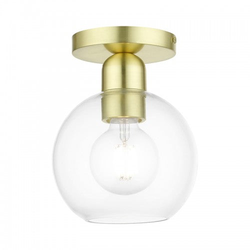 1 Light Satin Brass Sphere Semi-Flush Semi Flush Livex