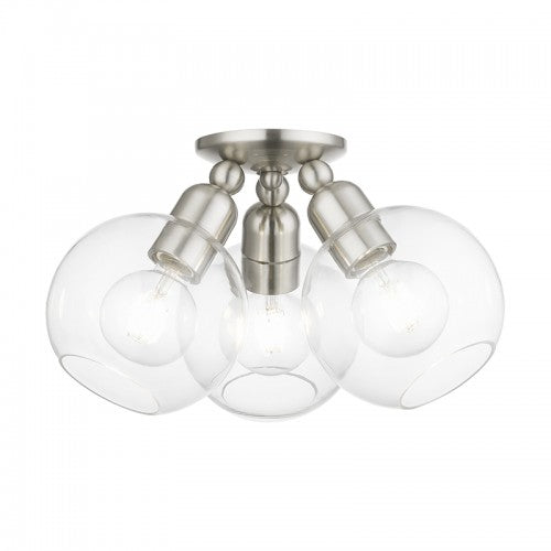 3 Light Brushed Nickel Sphere Semi-Flush Semi Flush Livex