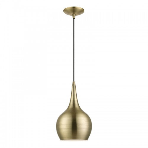 1 Light Antique Brass Mini Pendant Pendant Livex