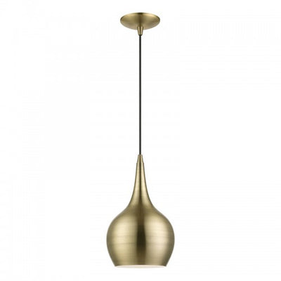 1 Light Antique Brass Mini Pendant Pendant Livex