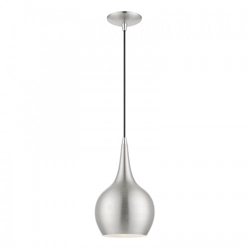 1 Light Brushed Nickel with Polished Chrome Accents Mini Pendant Pendant Livex