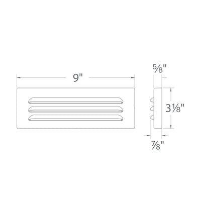 9in 12V LED Horizontal Louvered Surface Mounted Step Light and Wall Light