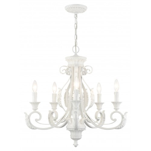 5 Light Shiny White Chandelier Chandelier Livex