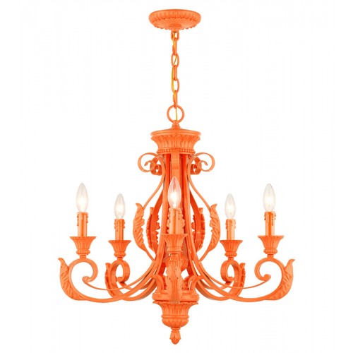 5 Light Shiny Orange Chandelier Chandelier Livex