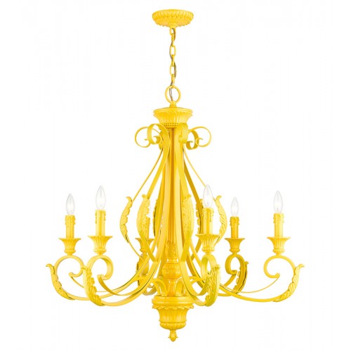 6 Light Shiny Yellow Large Chandelier Chandelier Livex