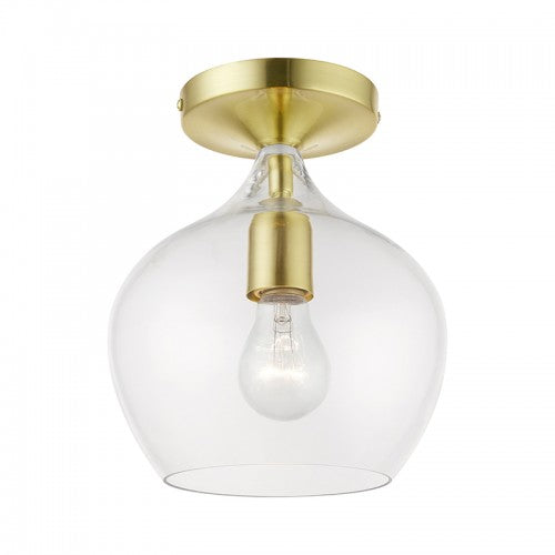 1 Light Satin Brass with Polished Brass Accent Semi-Flush Semi Flush Livex