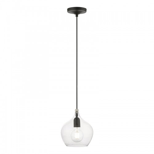 1 Light Black with Brushed Nickel Accent Pendant Pendant Livex