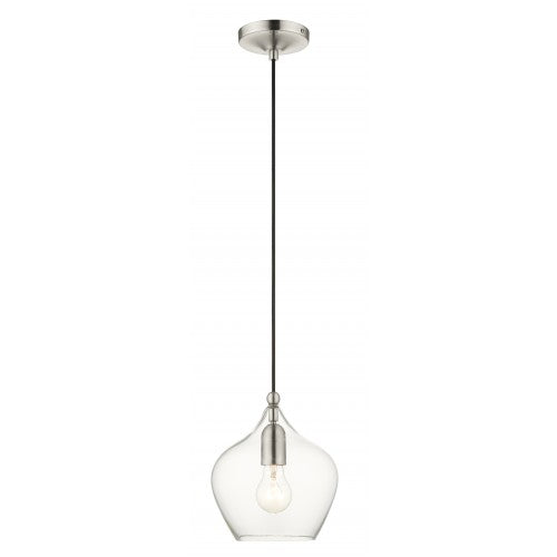 1 Light Brushed Nickel Single Pendant Pendant Livex