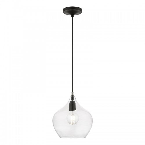 1 Light Black with Brushed Nickel Accent Pendant Pendant Livex