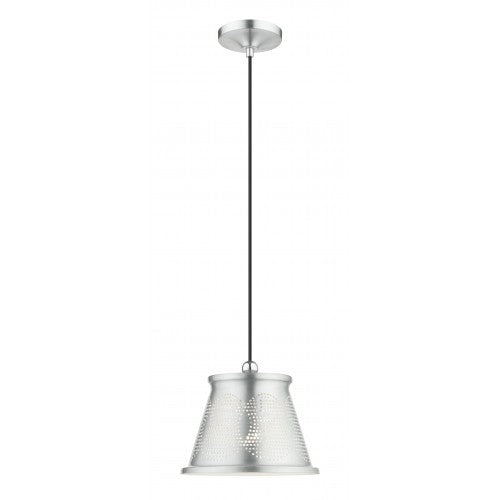 1 Light Brushed Aluminum Single Pendant Pendant Livex