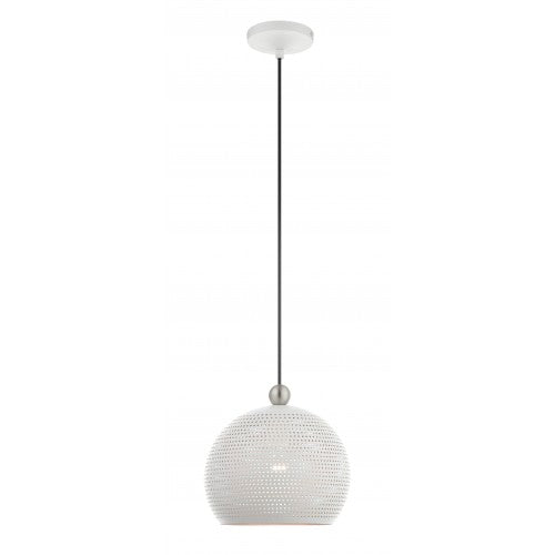 1 Light White Pendant Pendant Livex