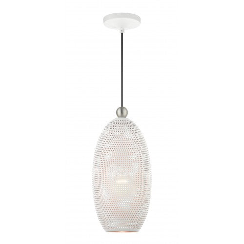 1 Light White Pendant Pendant Livex