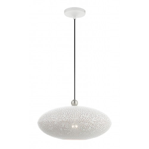 1 Light White Pendant Pendant Livex