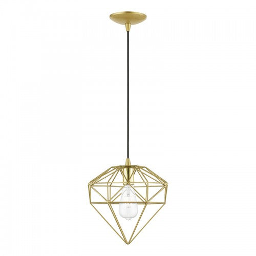 1 Light Soft Gold with Polished Brass Accents Pendant Pendant Livex