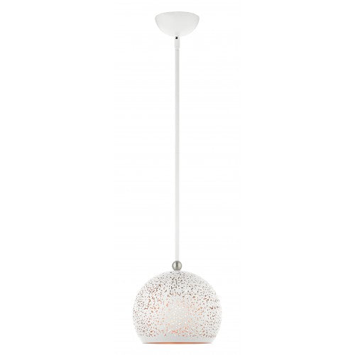 1 Light White Pendant Pendant Livex